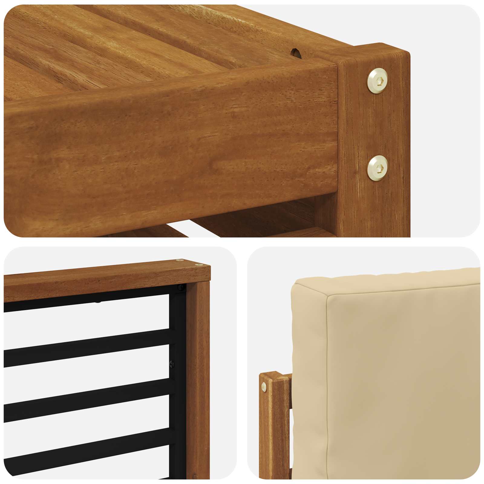 Set vanjskih sofa 5 kom. Prirodna i bež Čvrsto drvo akacije