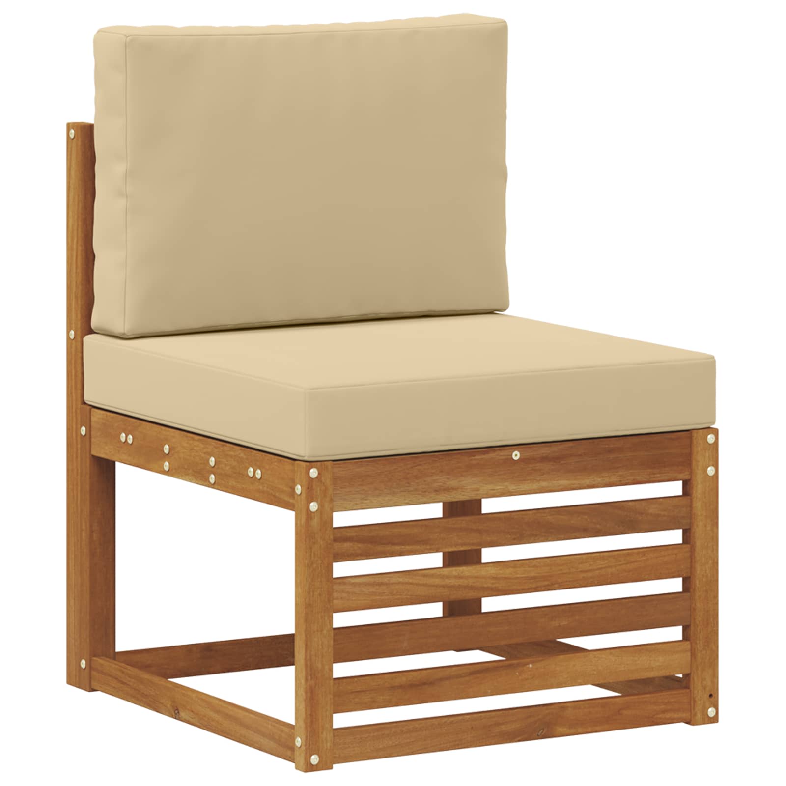 Set vanjskih sofa 5 kom. Prirodna i bež Čvrsto drvo akacije