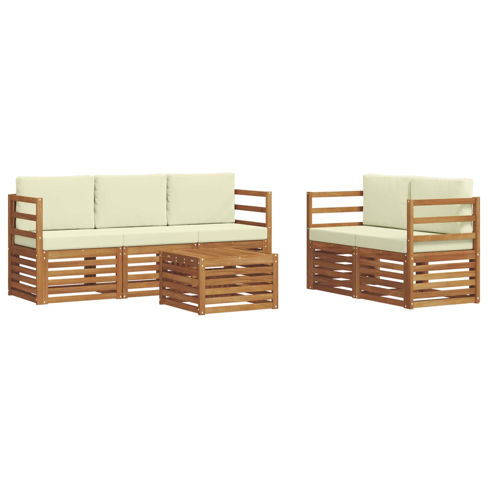 Setovi sofa 6 pcs Prirodna i krem Čvrsto drvo akacije