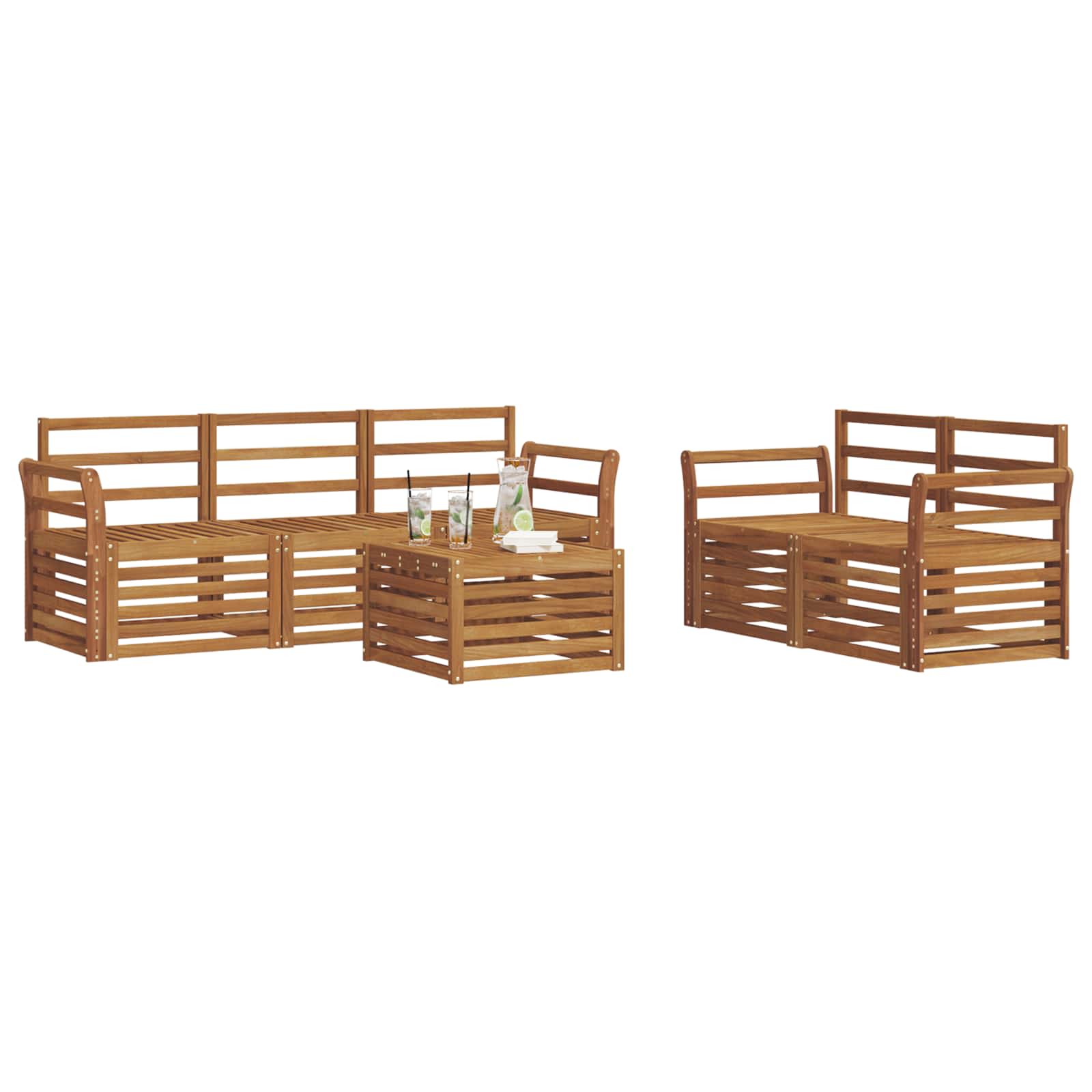 Setovi sofa 6 pcs Prirodna Čvrsto drvo akacije