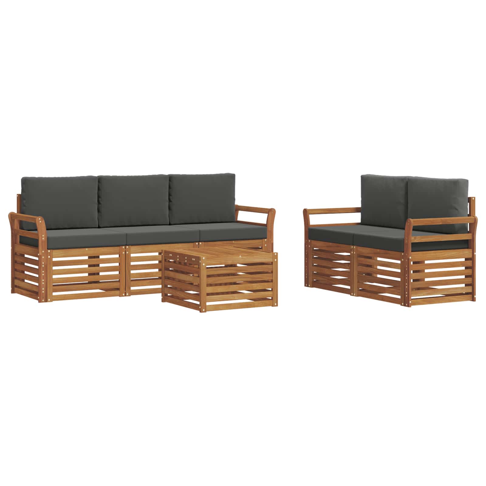 Setovi sofa 6 pcs Prirodna i antracit Čvrsto drvo akacije