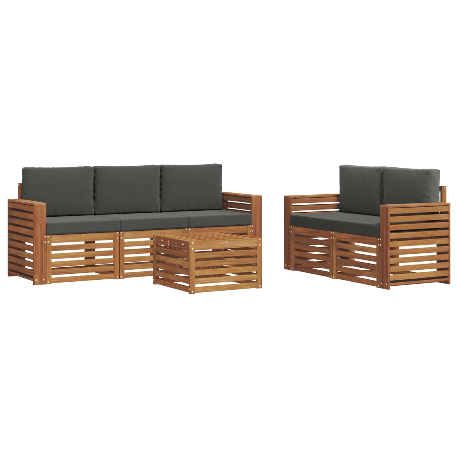 Setovi sofa 6 pcs Prirodna i antracit Čvrsto drvo akacije