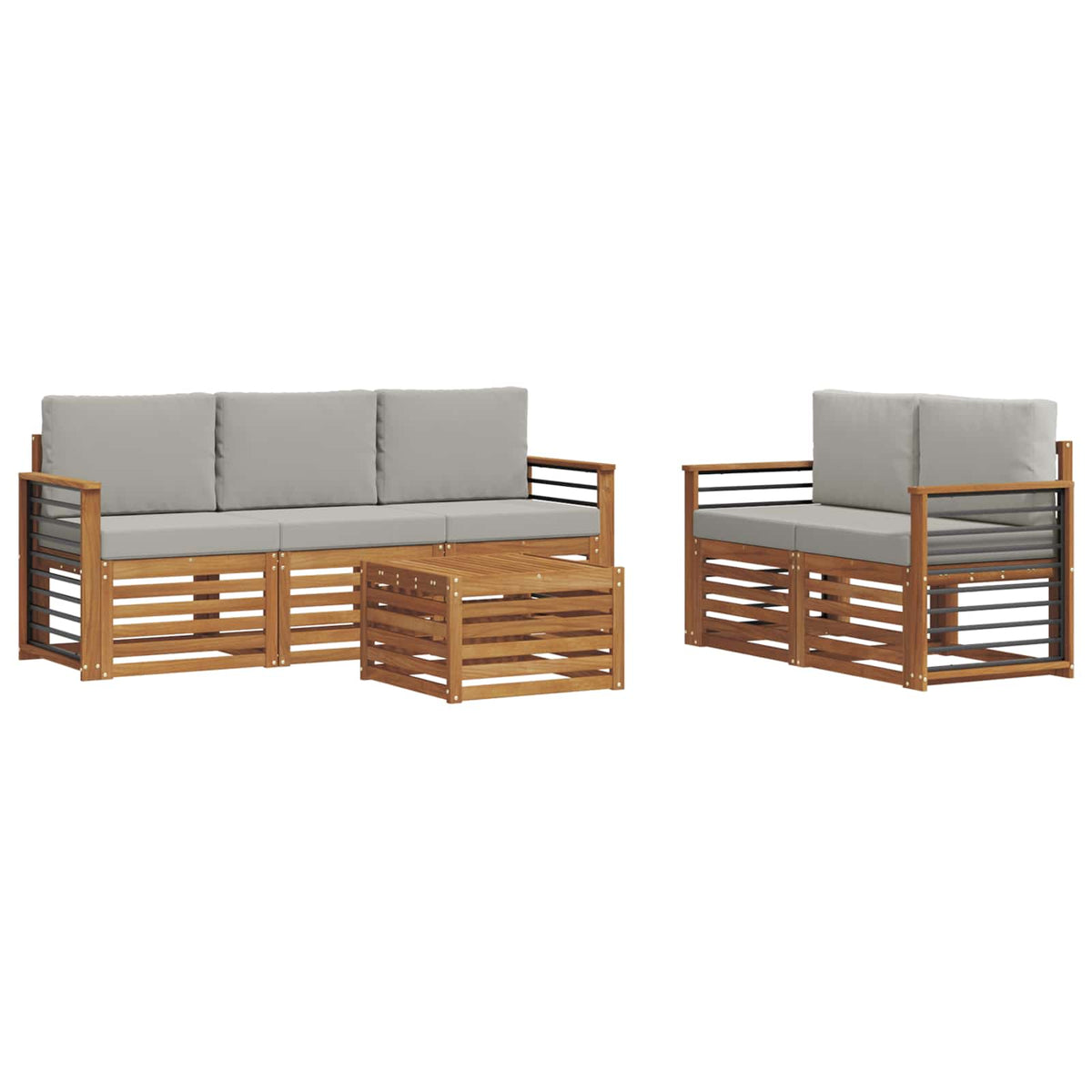 Set vanjskih sofa 6 kom. Prirodna i svjetlosiva