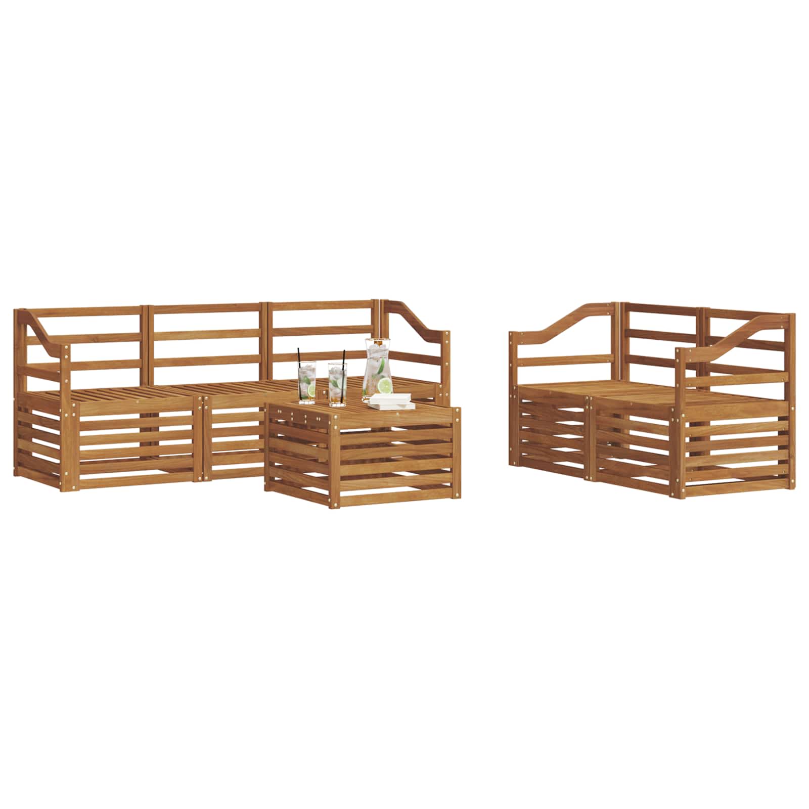 Setovi sofa 6 pcs Prirodna Čvrsto drvo akacije