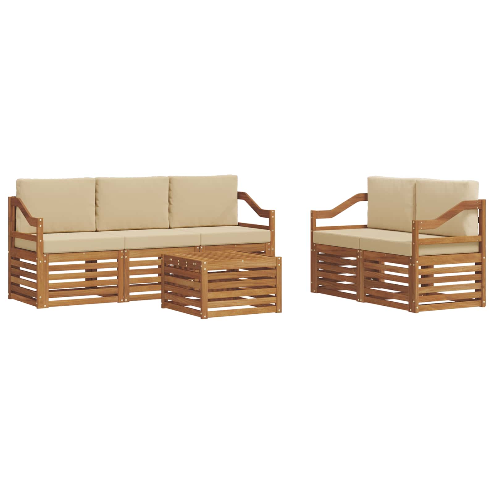 Setovi sofa s jastukom 6 pcs Prirodna i bež Čvrsto drvo akacije