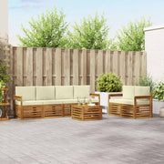 Set vanjskih sofa 7 pcs Prirodna i krem Čvrsto drvo akacije