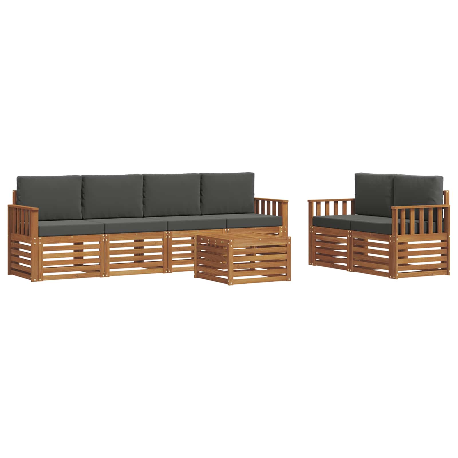 Set vanjskih sofa 7 pcs Prirodna i antracit Čvrsto drvo akacije