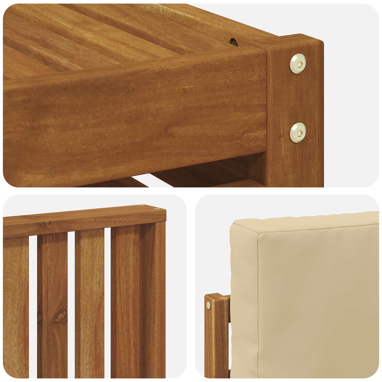 Set vanjskih sofa 7 pcs Prirodna i bež Čvrsto drvo akacije