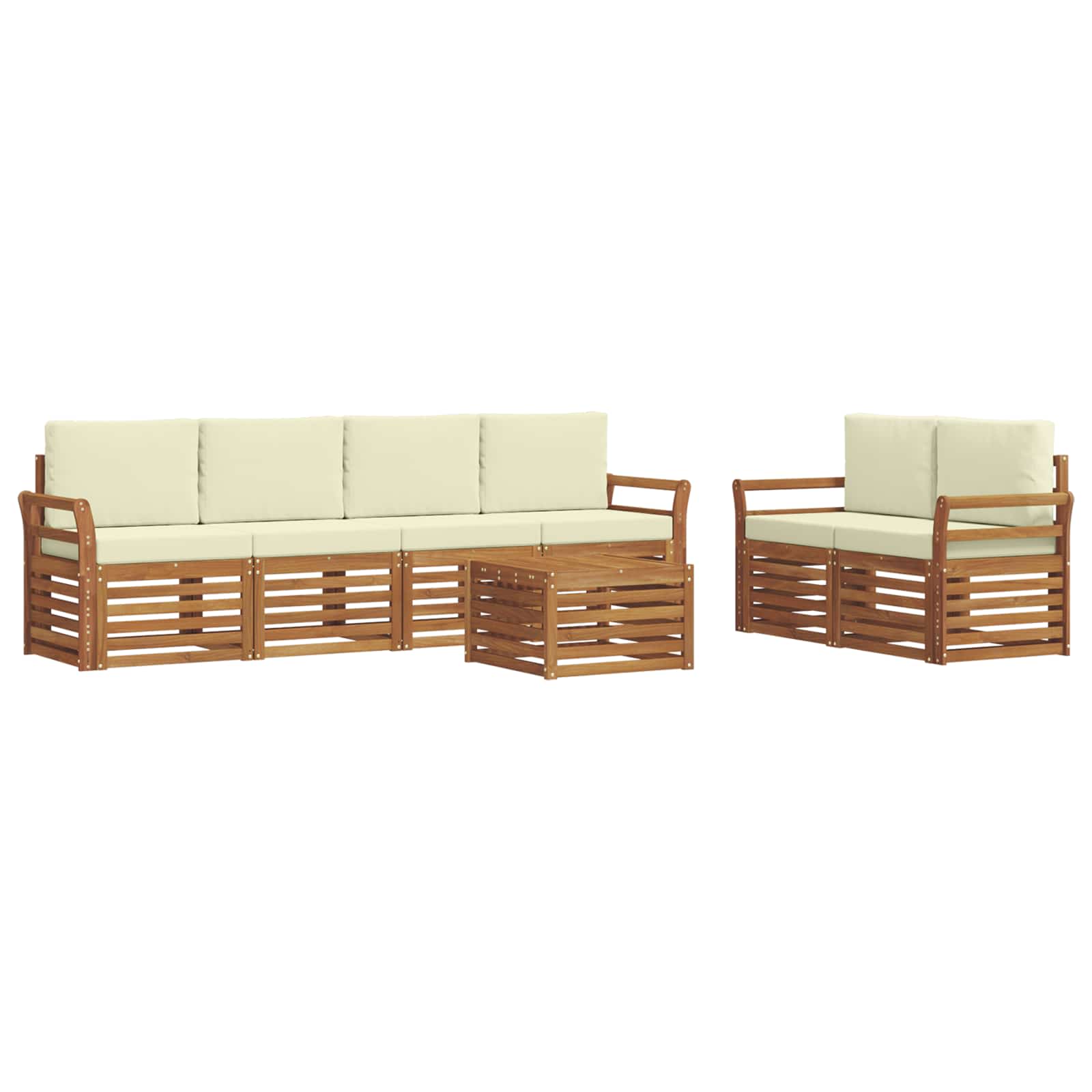 Set vanjskih sofa 7 pcs Prirodna i krem Čvrsto drvo akacije