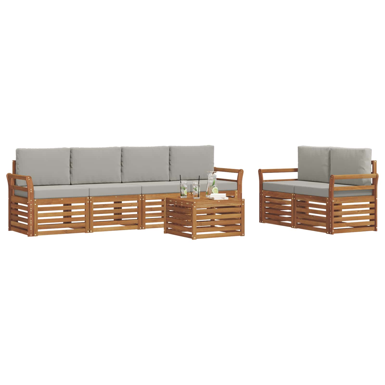 Set vanjskih sofa 7 pcs Prirodna i svijetlo siva