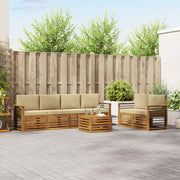 Set vanjskih sofa 7 kom. Prirodna i bež Čvrsto drvo akacije