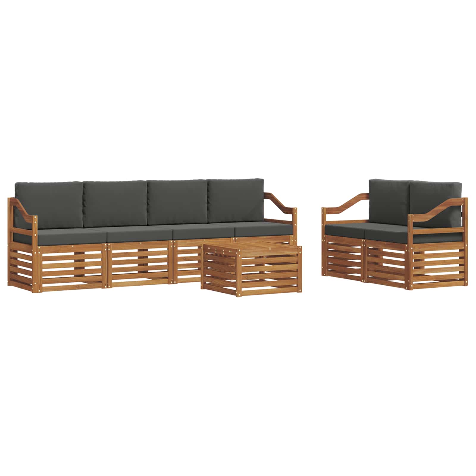 Set vanjskih sofa 7 pcs Prirodna i antracit Čvrsto drvo akacije