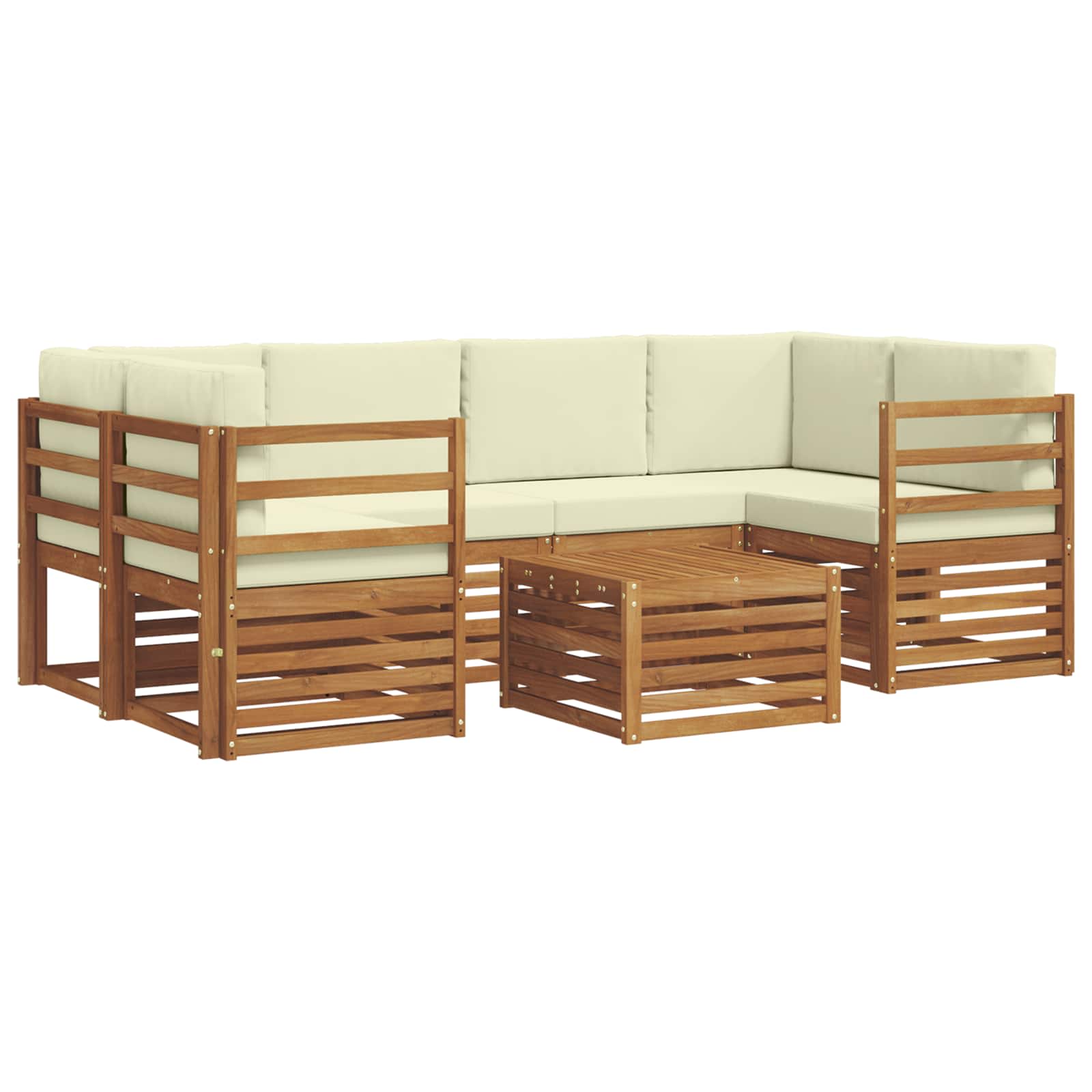 Set vanjskih sofa 7 pcs Prirodna i krem Čvrsto drvo akacije