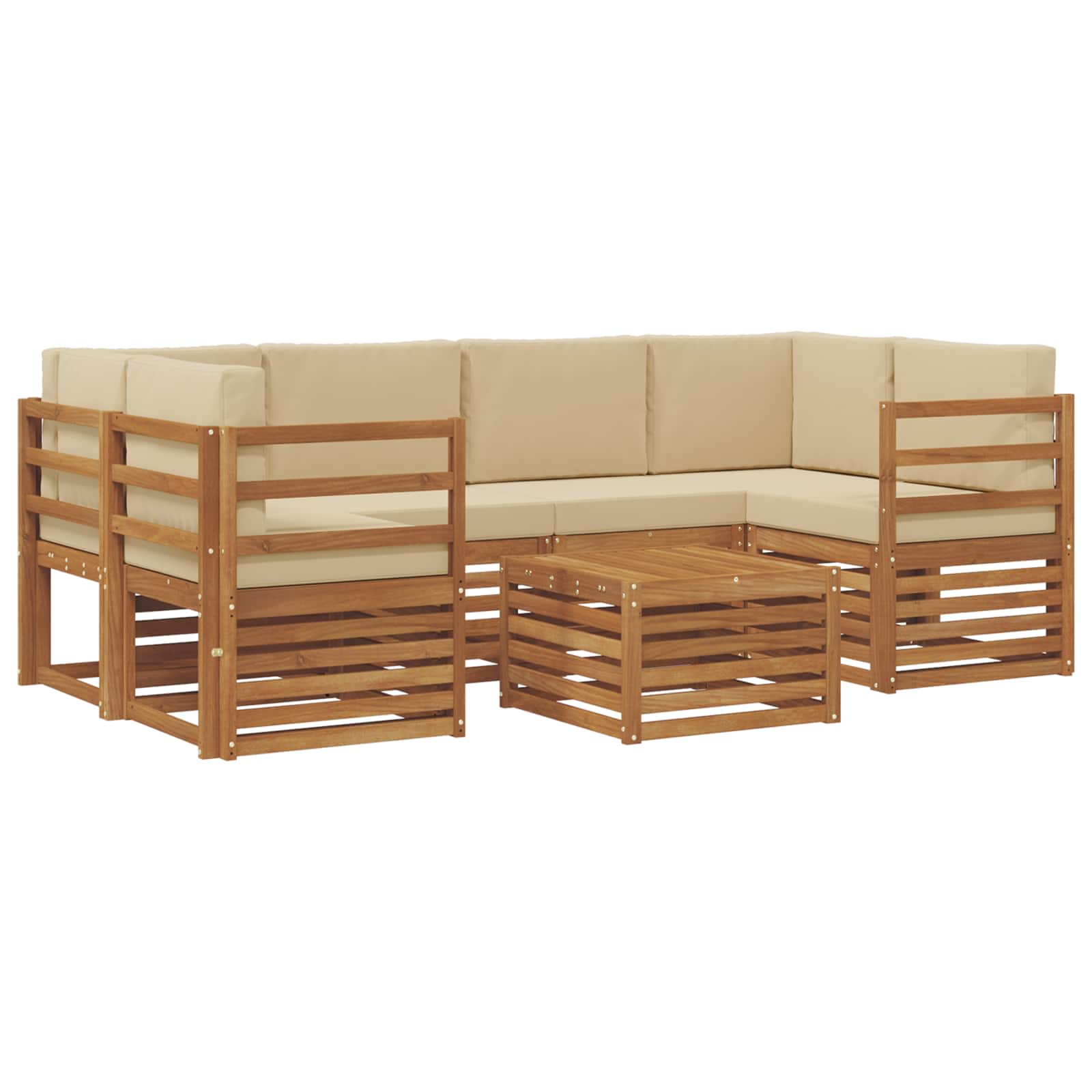 Set vanjskih sofa 7 pcs Prirodna i bež Čvrsto drvo akacije