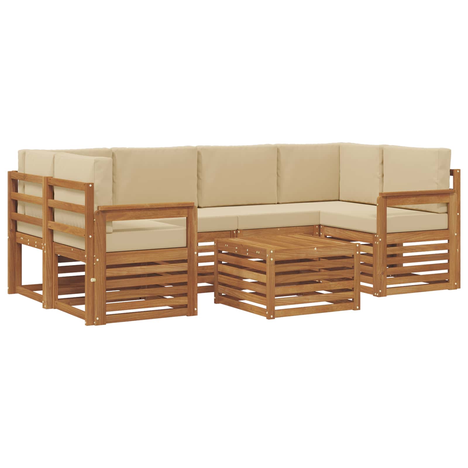 Set vanjskih sofa 7 pcs Prirodna i bež Čvrsto drvo akacije