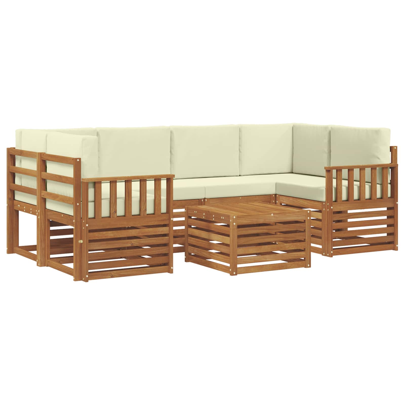 Set vanjskih sofa 7 pcs Prirodna i krem Čvrsto drvo akacije