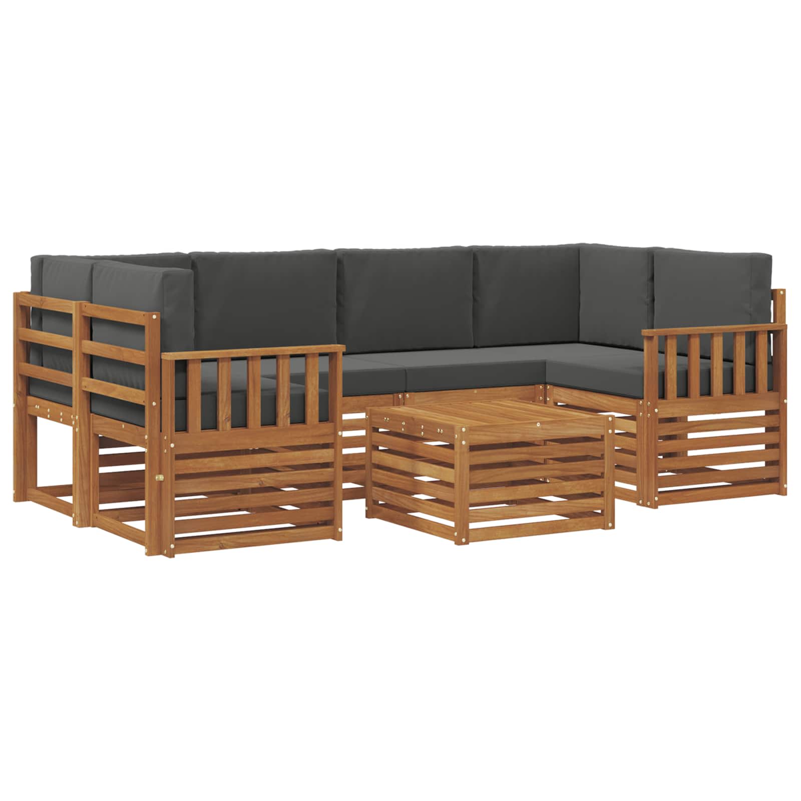 Set vanjskih sofa 7 pcs Prirodna i antracit Čvrsto drvo akacije