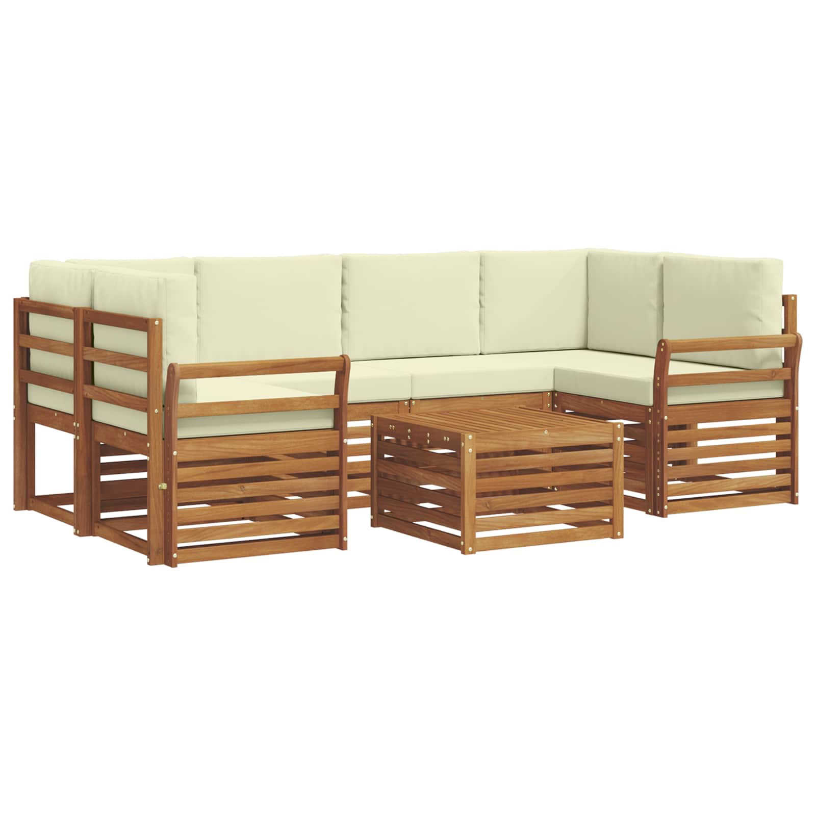 Set vanjskih sofa 7 pcs Prirodna i krem Čvrsto drvo akacije