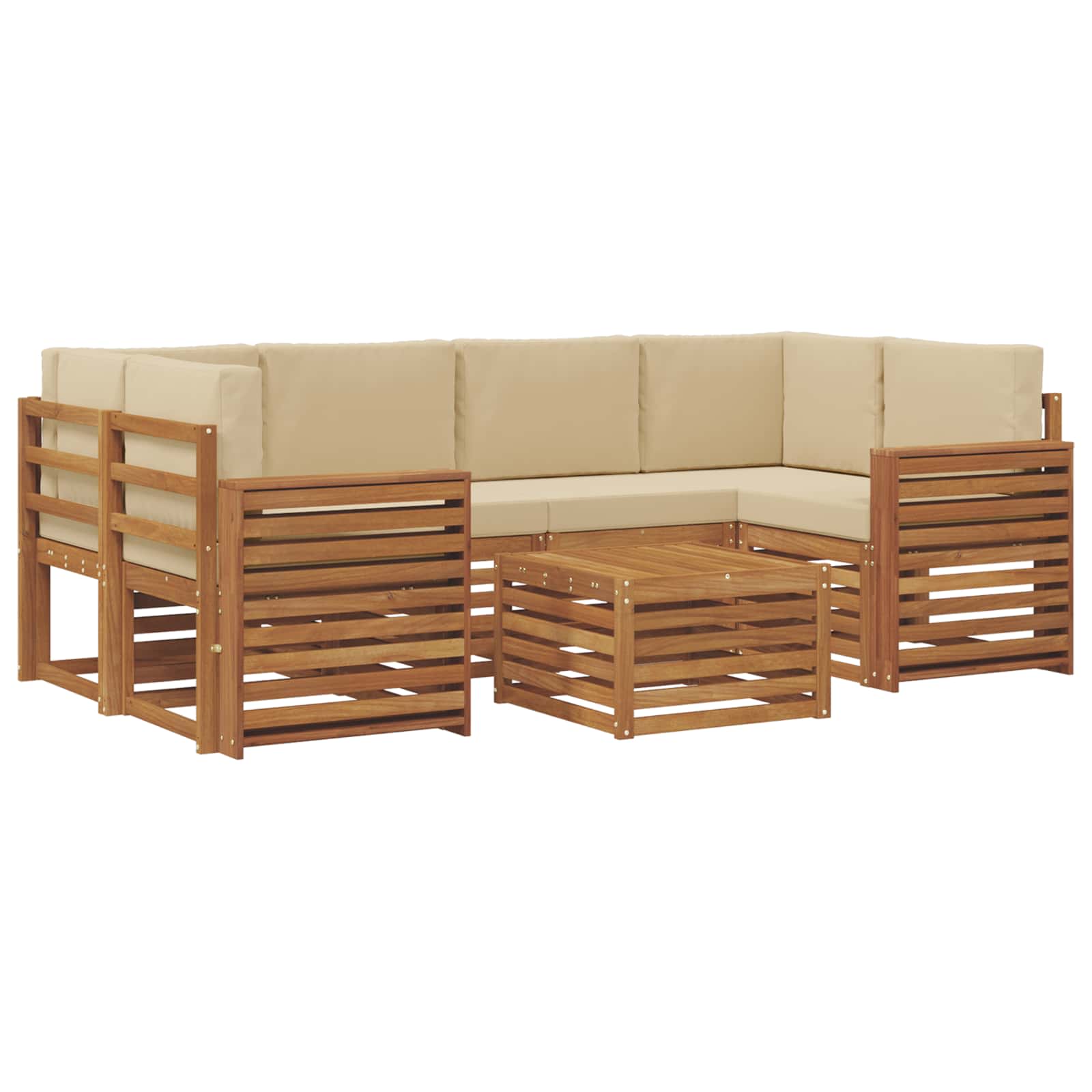 Set vanjskih sofa 7 pcs Prirodna i bež Čvrsto drvo akacije