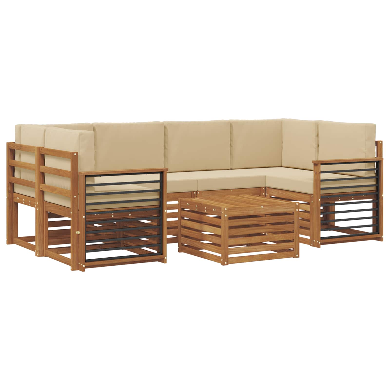Set vanjskih sofa 7 pcs Prirodna i bež Čvrsto drvo akacije