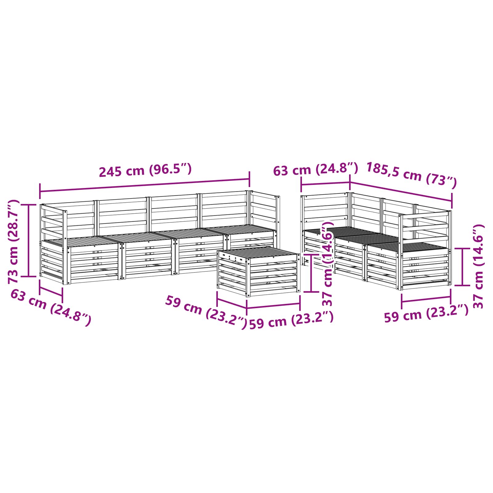 Setovi sofa 8 pcs Prirodna Čvrsto drvo akacije