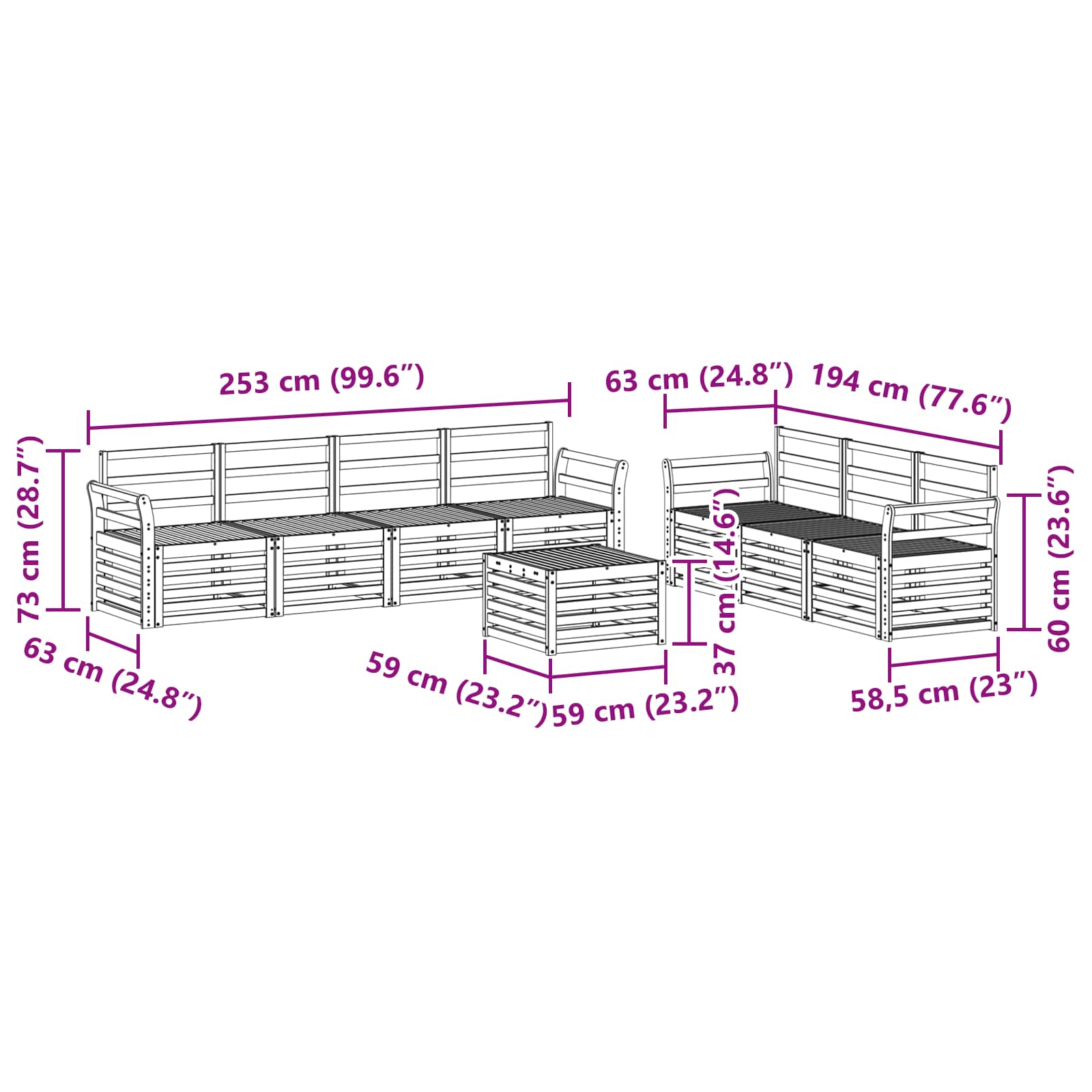Setovi sofa 8 pcs Prirodna Čvrsto drvo akacije