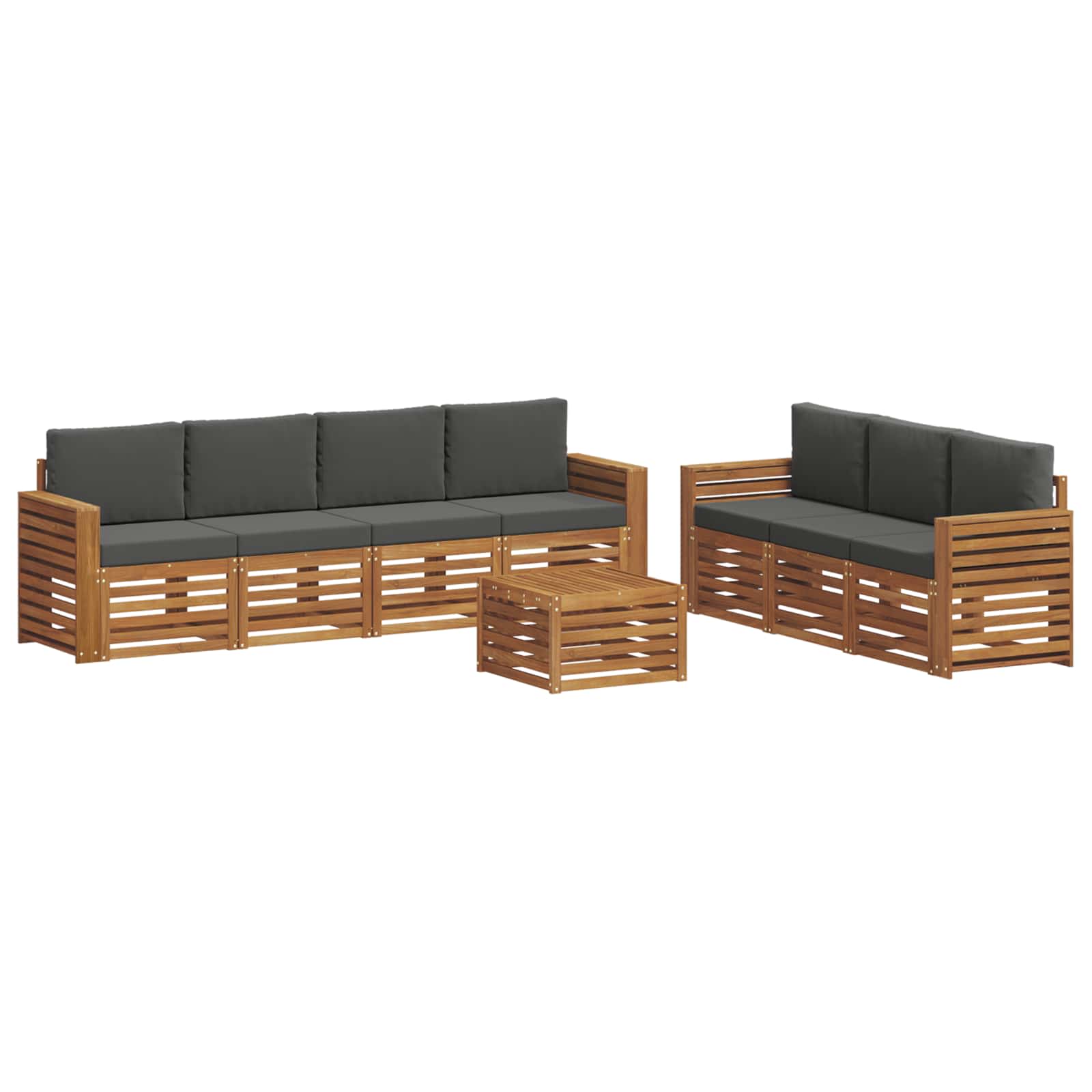 Setovi sofa 8 pcs Prirodna i antracit Čvrsto drvo akacije