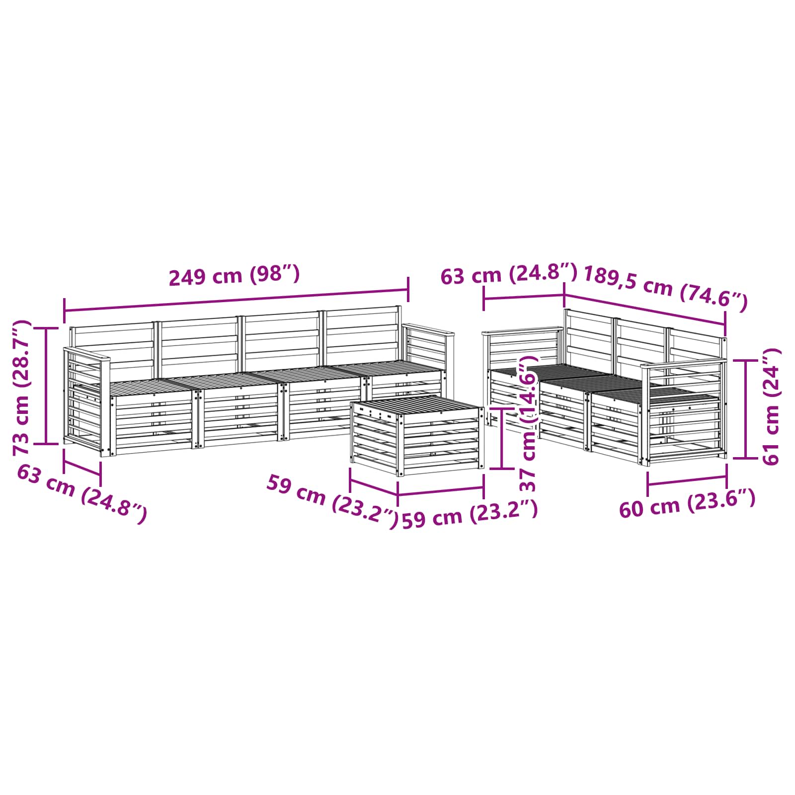 Setovi sofa 8 pcs Prirodna Čvrsto drvo akacije