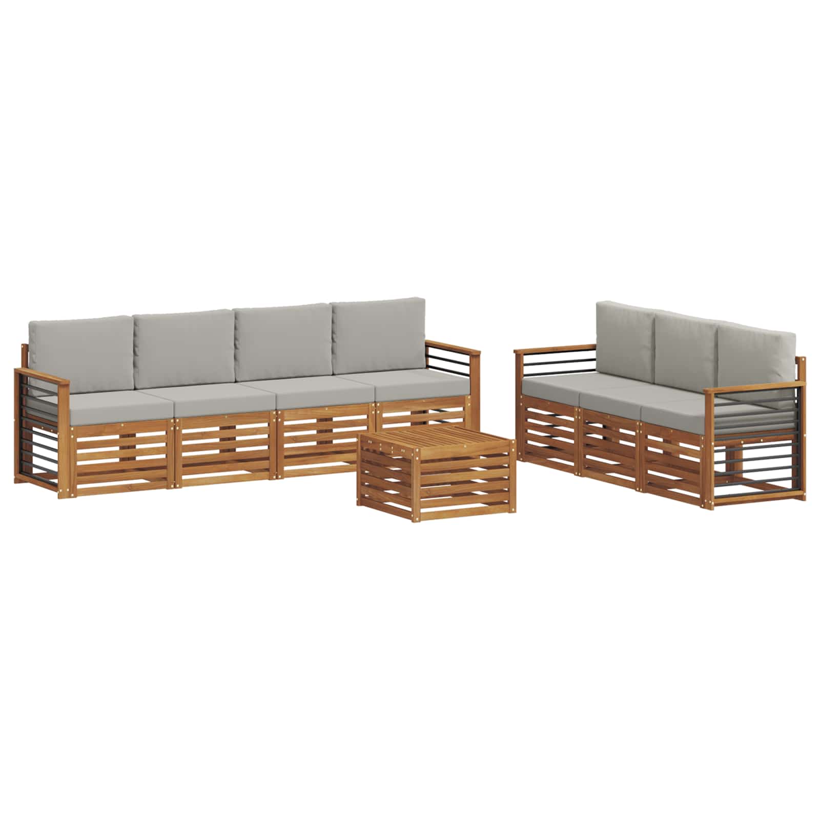Setovi sofa 8 pcs Prirodna i svijetlo siva Čvrsto drvo akacije