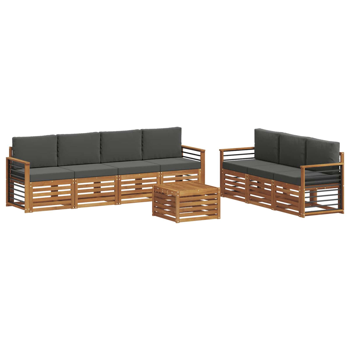 Setovi sofa 8 kom. Prirodna i antracit Čvrsto drvo akacije