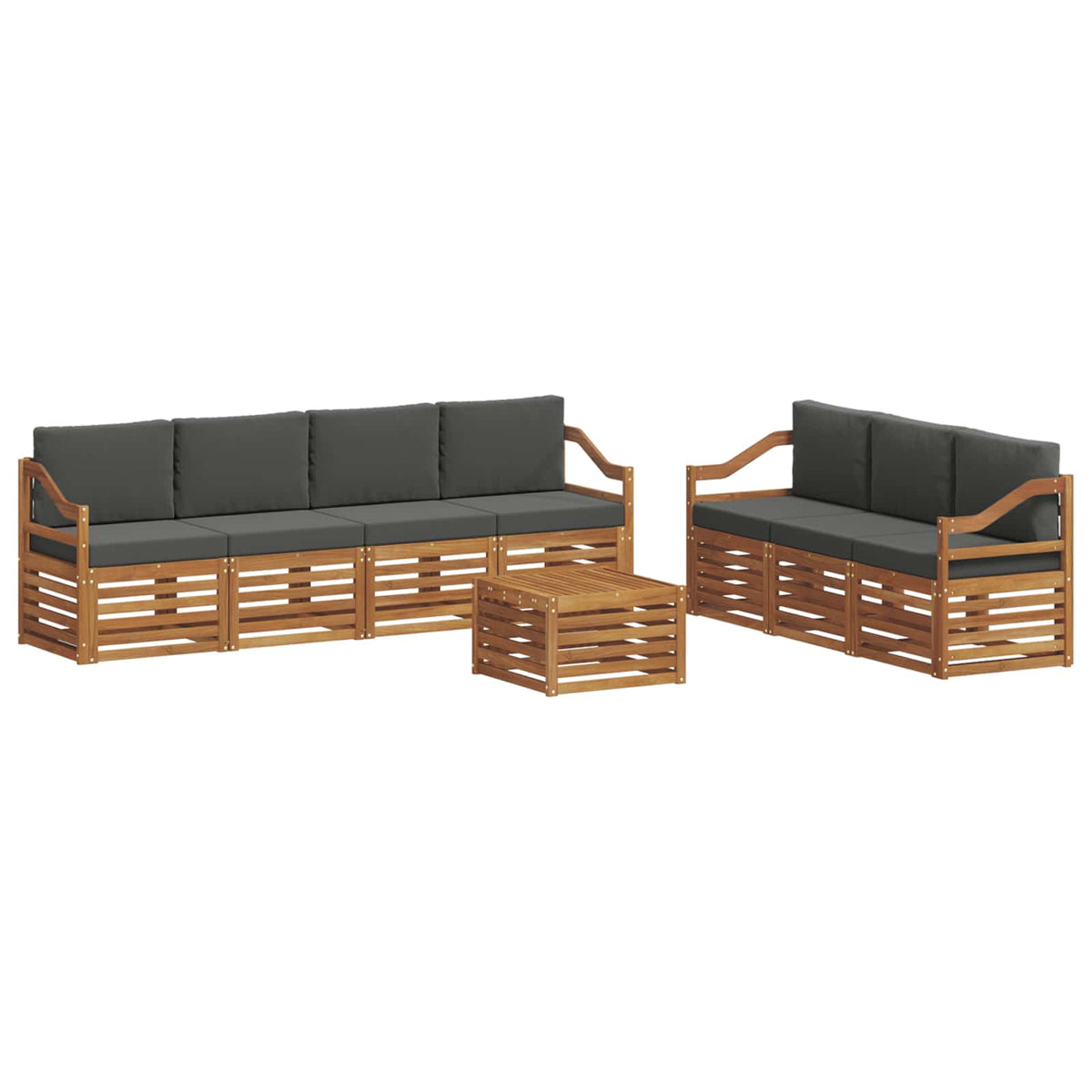 Setovi sofa 8 kom. Prirodna i antracit Čvrsto drvo akacije