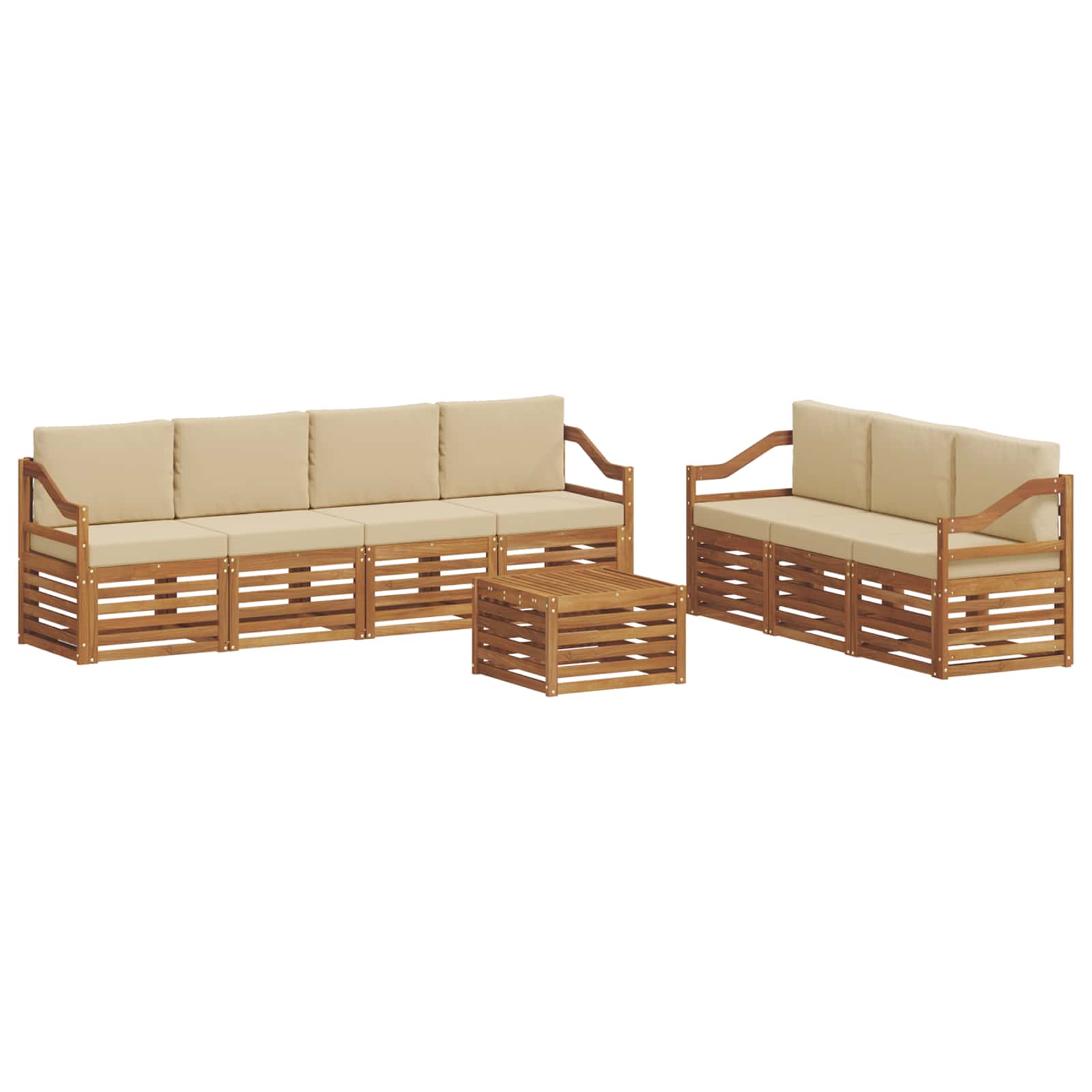Setovi sofa s jastukom 8 pcs Prirodna i bež Čvrsto drvo akacije