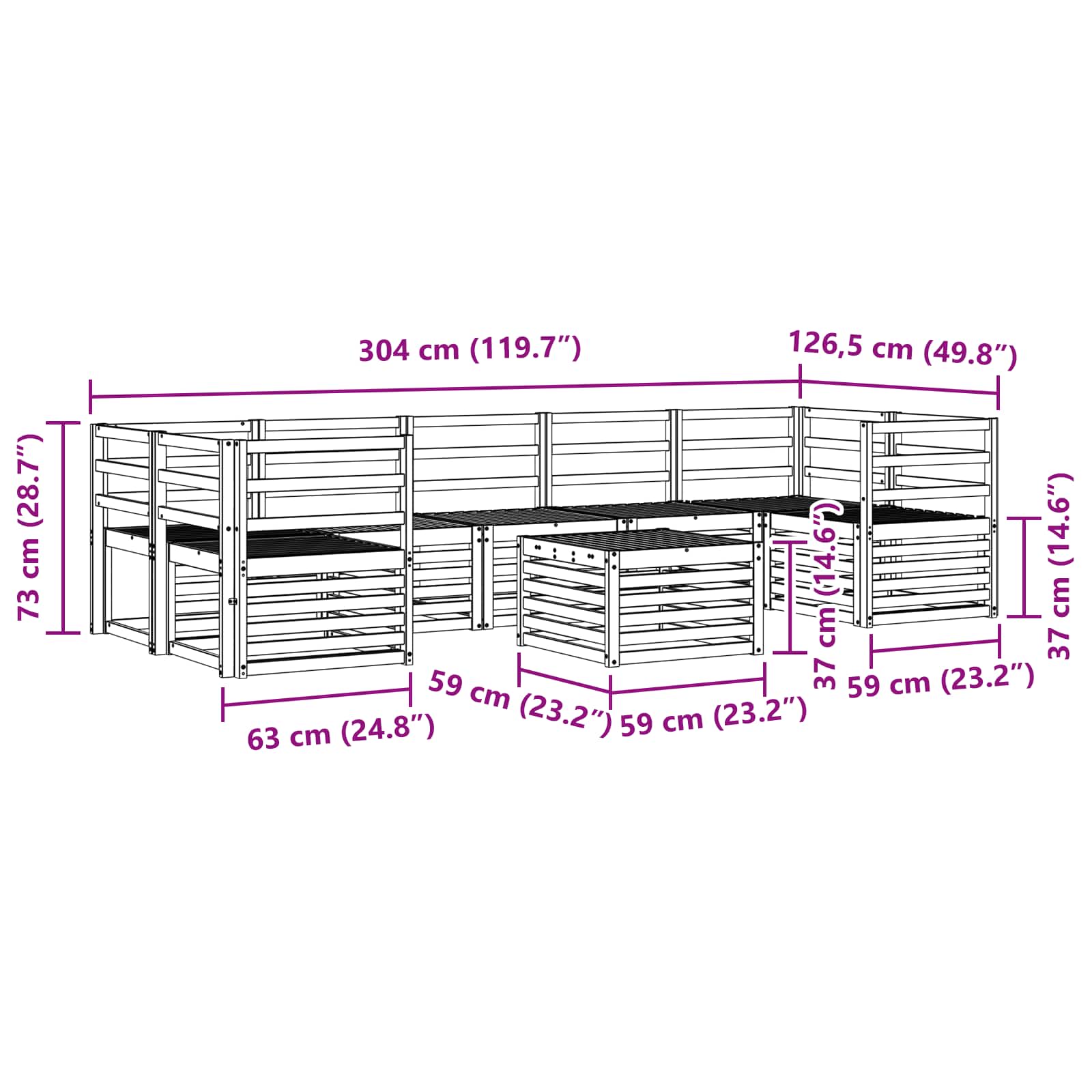 Setovi sofa 8 pcs Prirodna Čvrsto drvo akacije