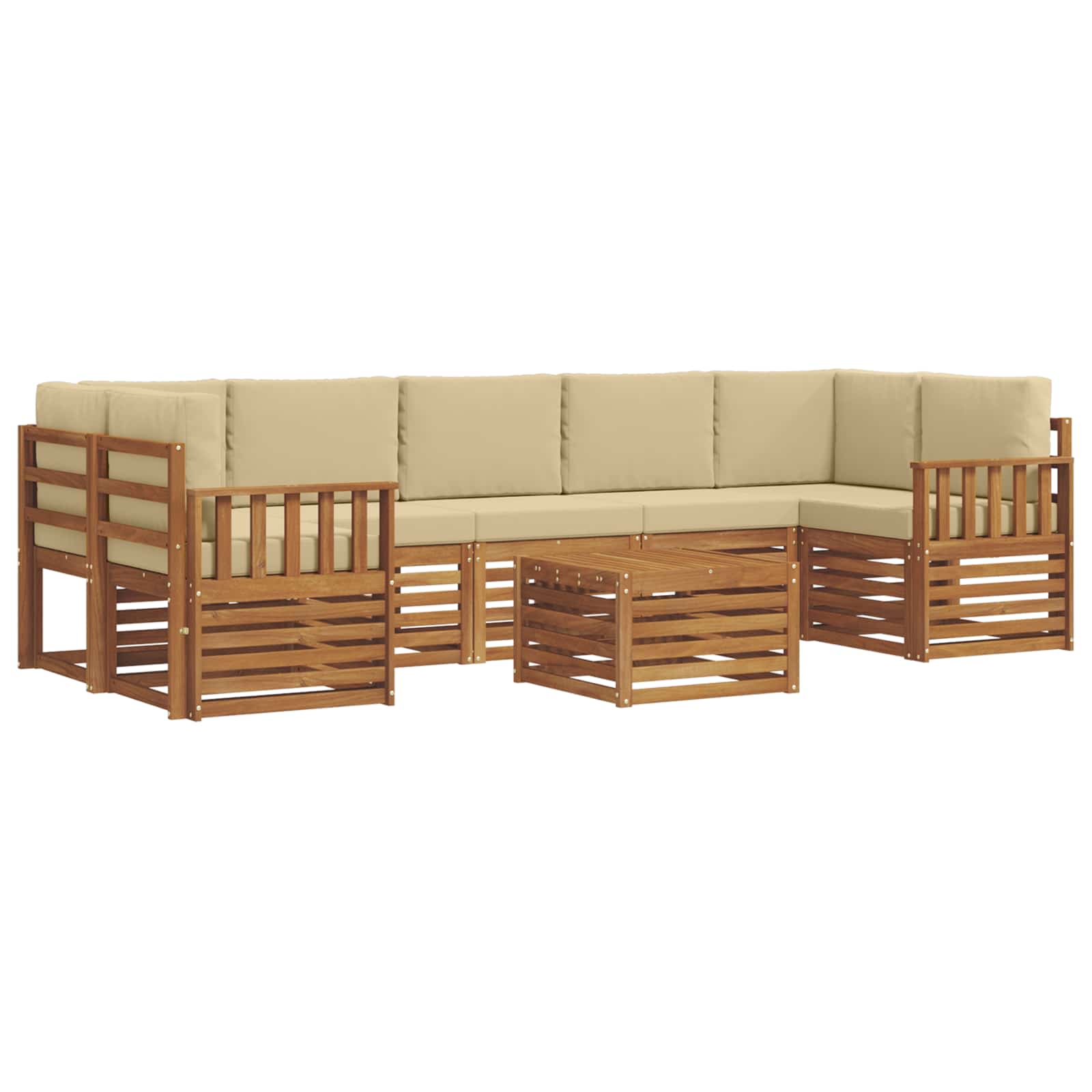 Set vanjskih sofa 8 pcs Prirodna i bež Čvrsto drvo akacije