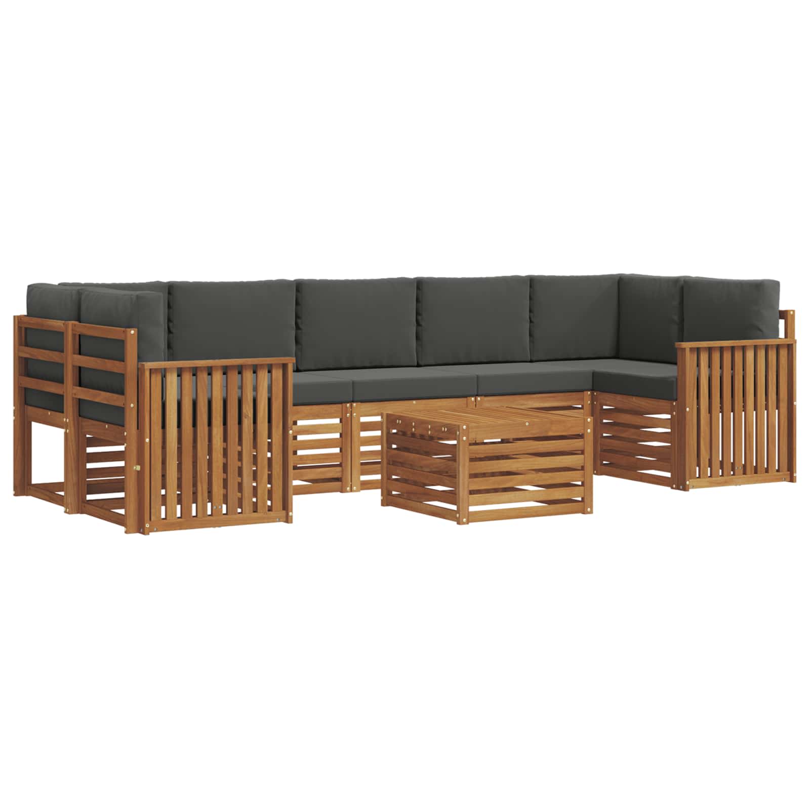 Set vanjskih sofa 8 pcs Prirodna i antracit Čvrsto drvo akacije
