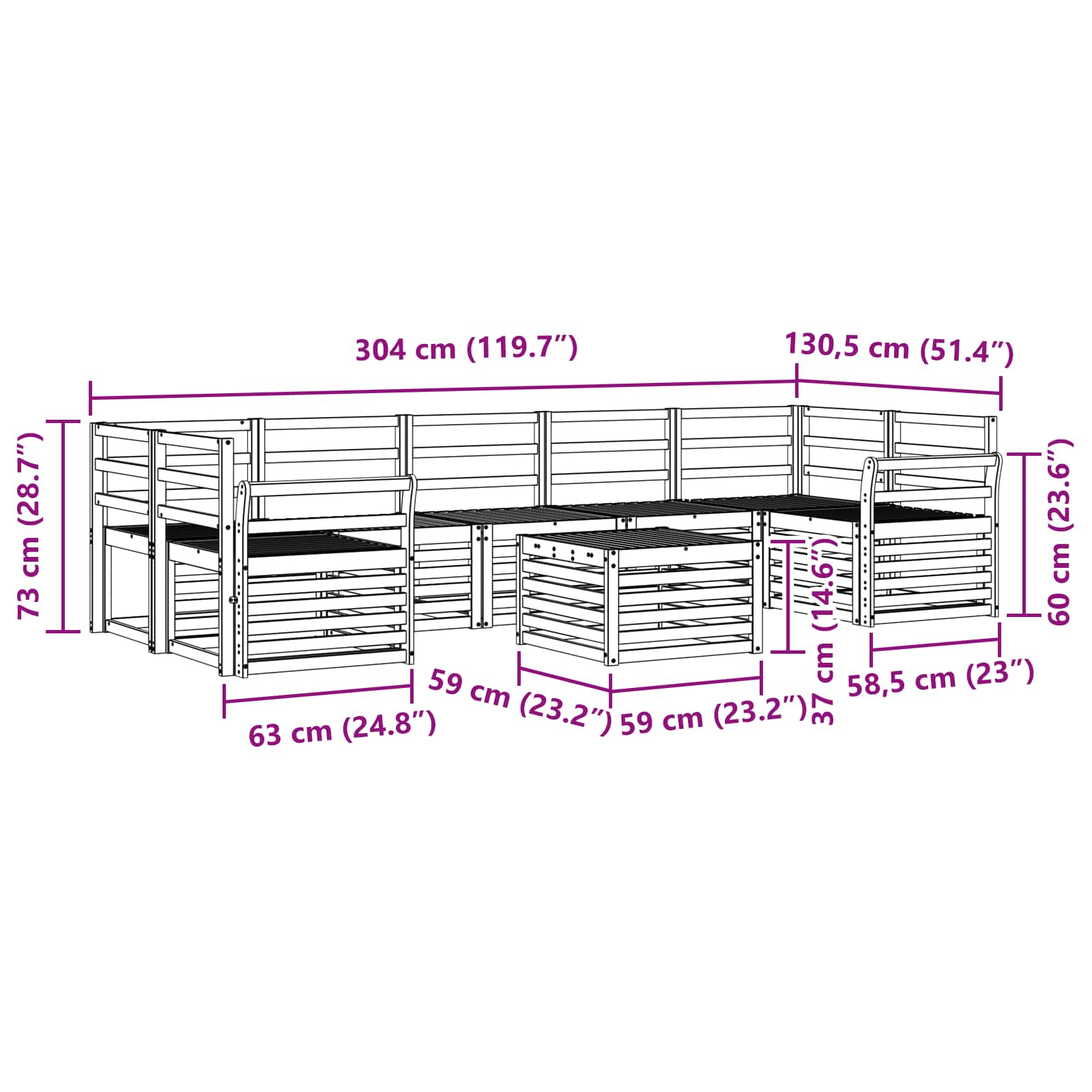 Setovi sofa 8 pcs Prirodna Čvrsto drvo akacije