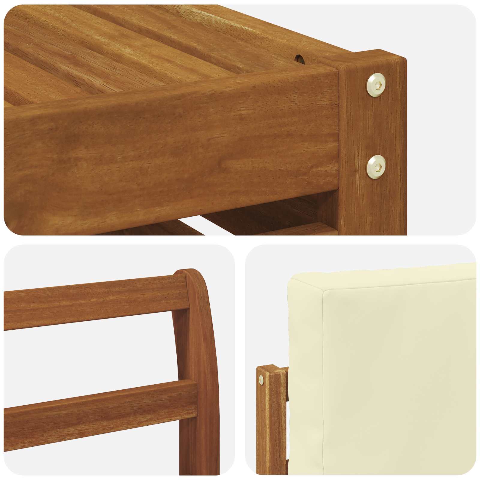Set vanjskih sofa 8 pcs Prirodna i krem Čvrsto drvo akacije