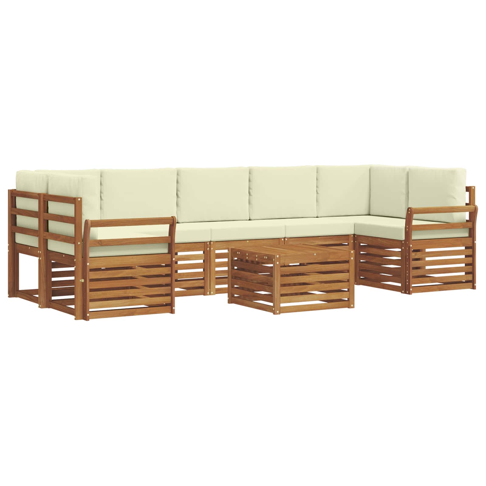 Set vanjskih sofa 8 pcs Prirodna i krem Čvrsto drvo akacije