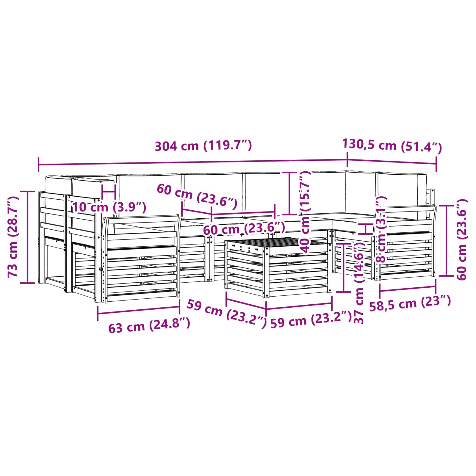 Set vanjskih sofa 8 pcs Prirodna i antracit Čvrsto drvo akacije