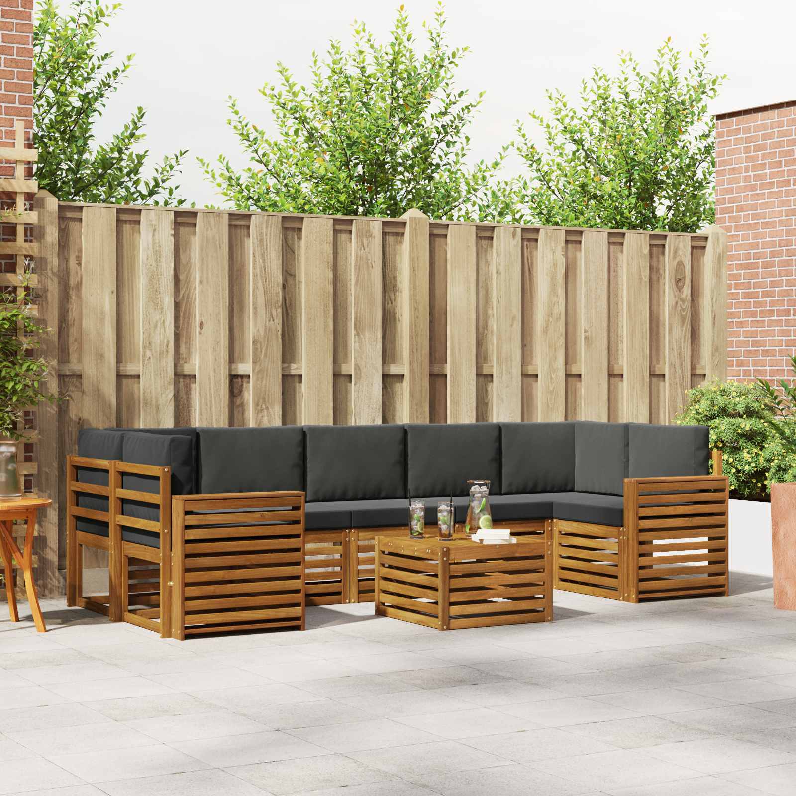 Set vanjskih sofa 8 pcs Prirodna i antracit Čvrsto drvo akacije