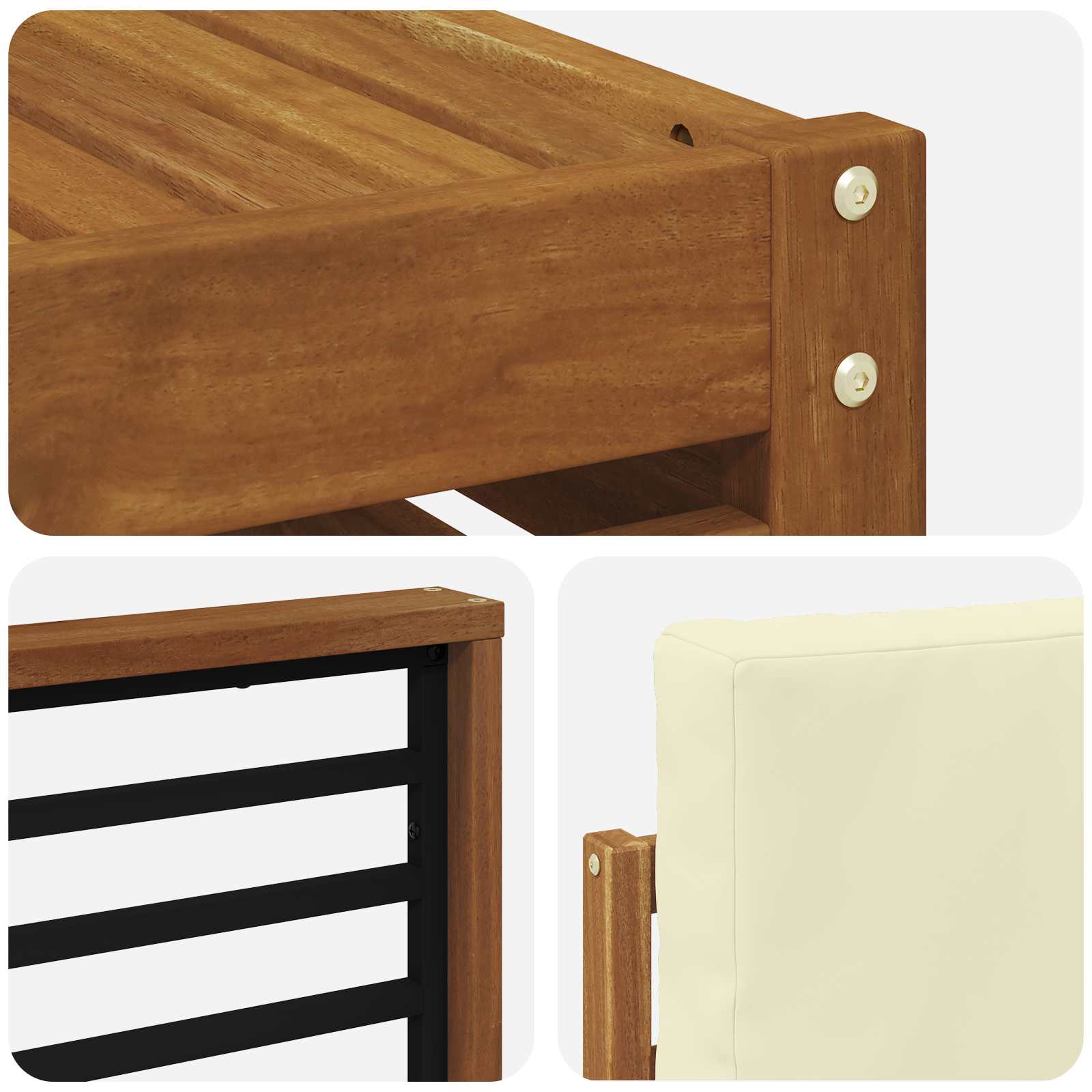 Set vanjskih sofa 8 pcs Prirodna i krem Čvrsto drvo akacije