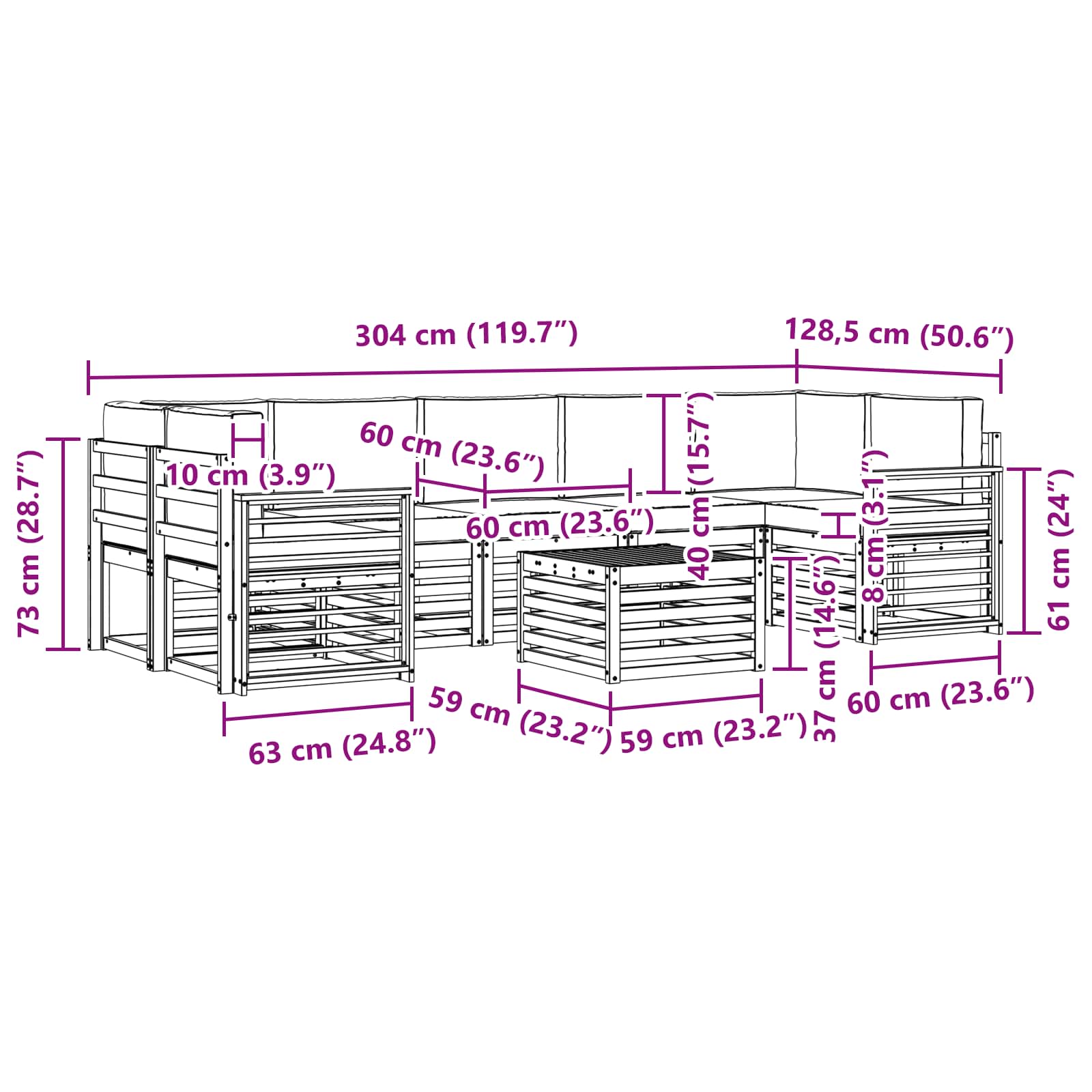 Set vanjskih sofa 8 pcs Prirodna i antracit Čvrsto drvo akacije