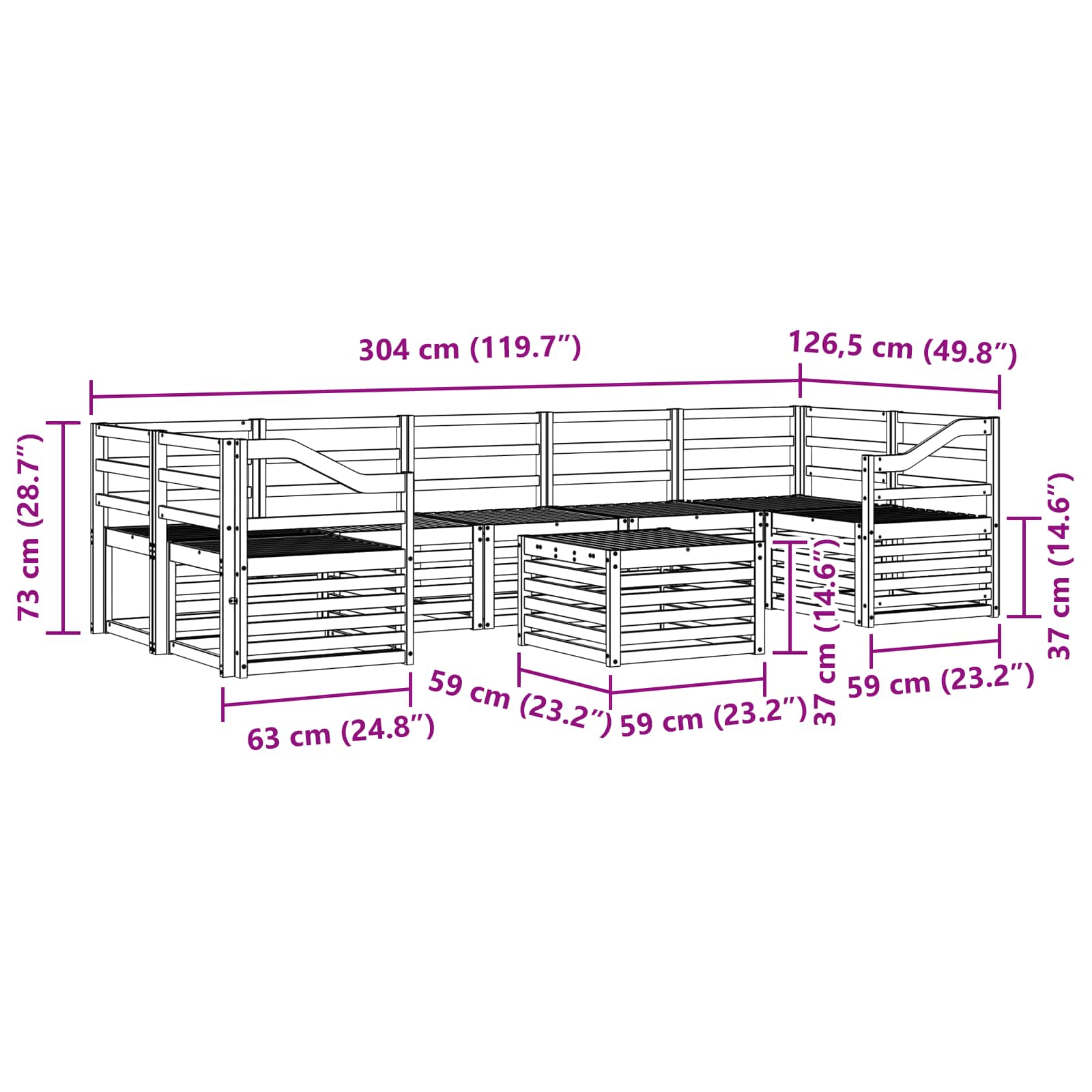 Setovi sofa 8 pcs Prirodna Čvrsto drvo akacije