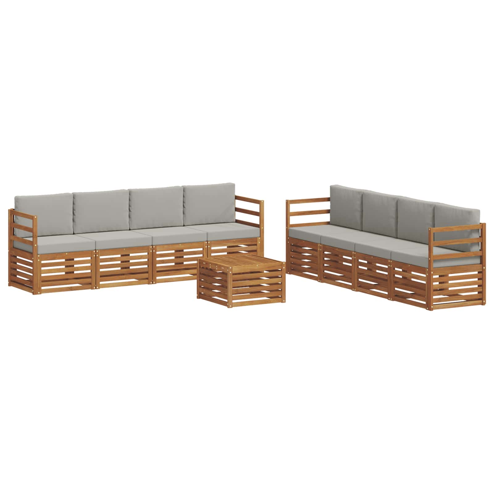 Setovi sofa 9 pcs Prirodna i svijetlo siva Čvrsto drvo akacije