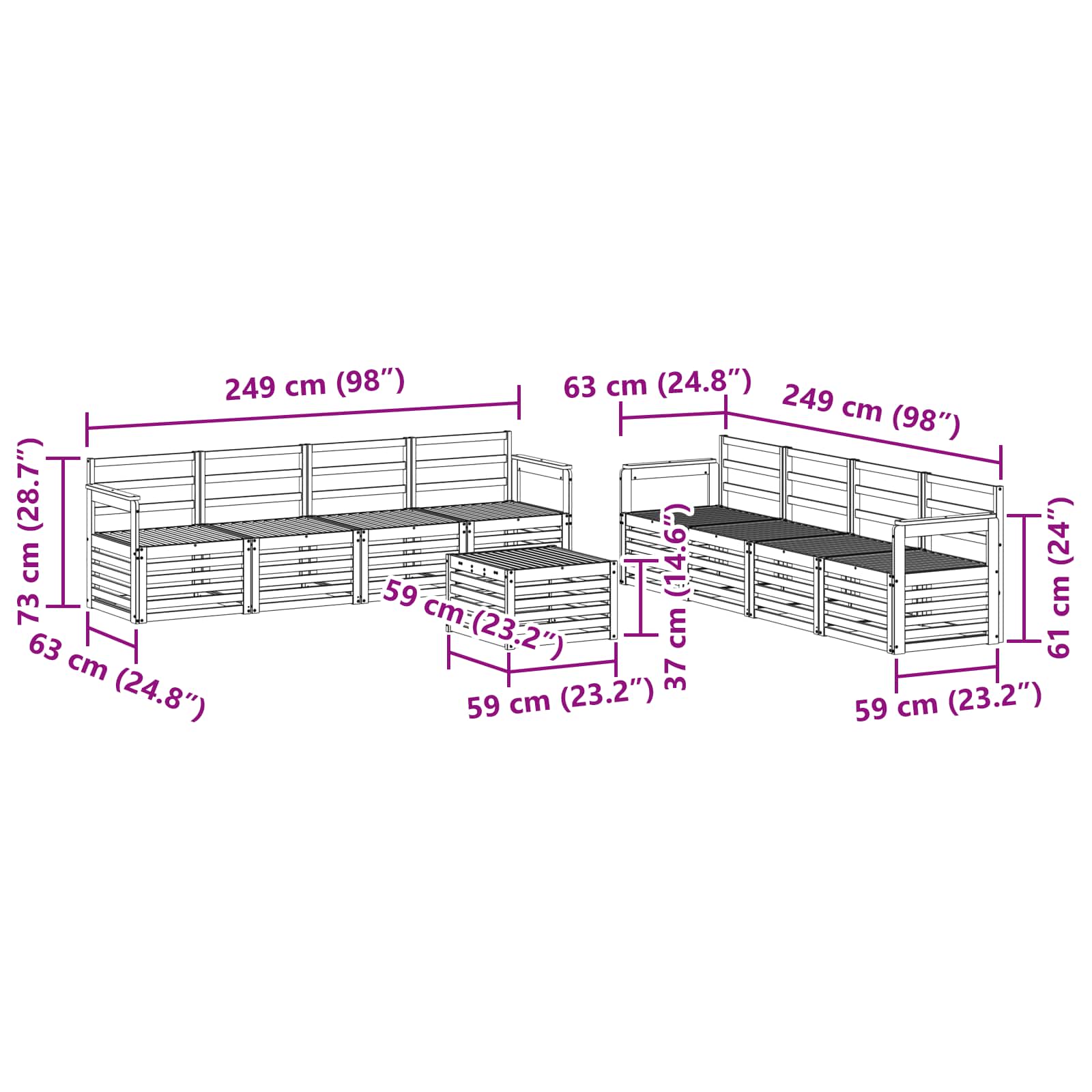 Setovi sofa 9 pcs Prirodna Čvrsto drvo akacije