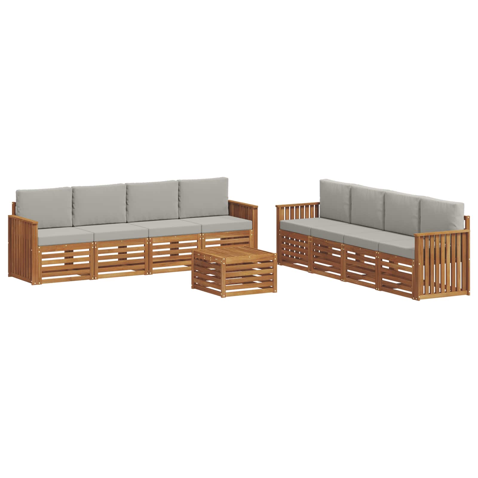 Setovi sofa 9 pcs Prirodna i svijetlo siva Čvrsto drvo akacije