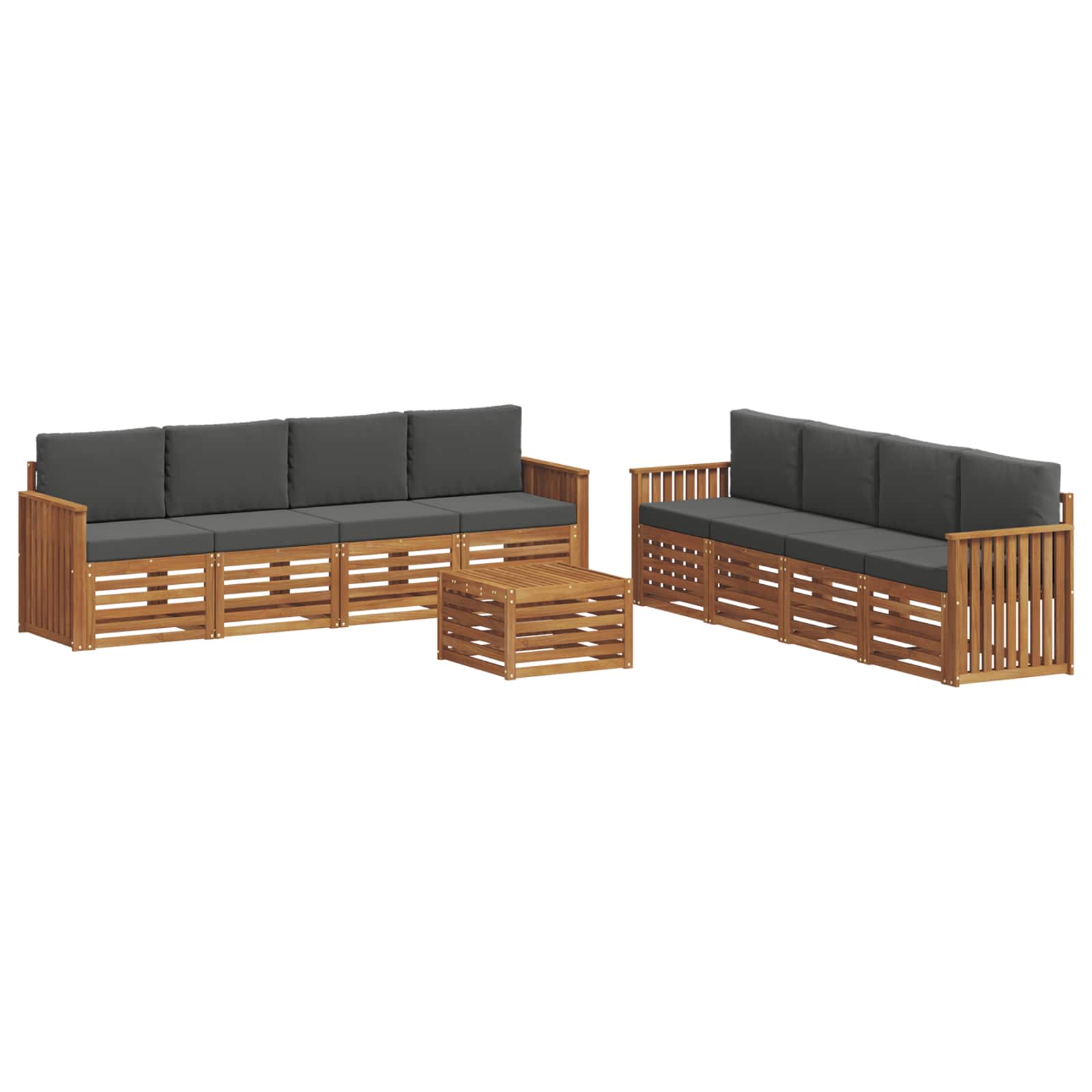 Setovi sofa 9 pcs Prirodna i antracit Čvrsto drvo akacije