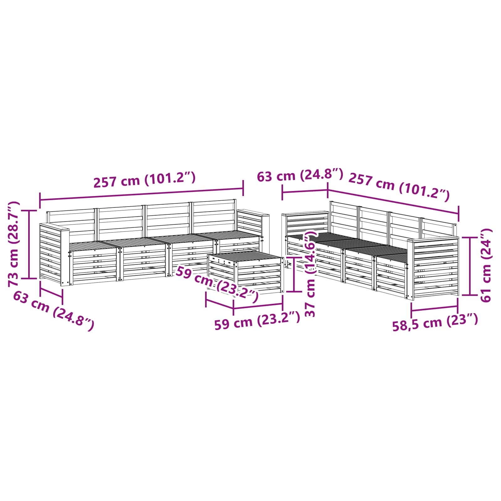 Setovi sofa 9 pcs Prirodna Čvrsto drvo akacije