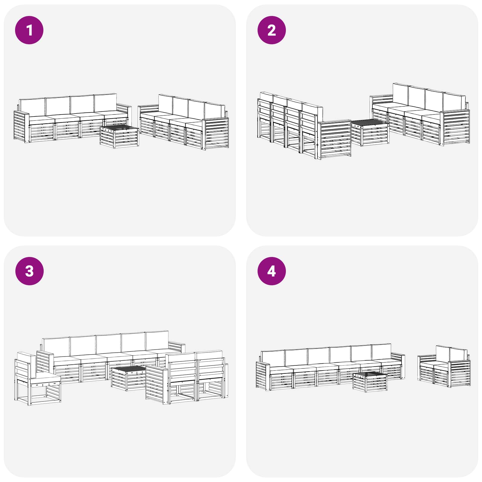 Setovi sofa 9 pcs Prirodna i svijetlo siva Čvrsto drvo akacije