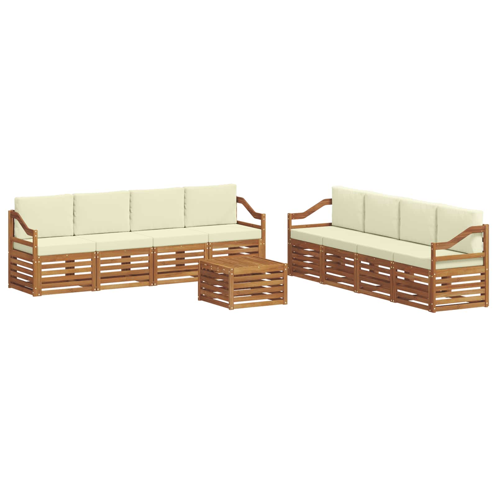 Setovi sofa 9 pcs Prirodna i krem Čvrsto drvo akacije